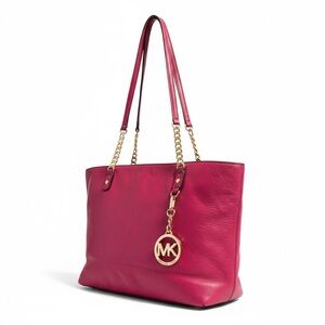 Michael Kors Fuchsia Tote with Gold Accents in Pebbled Leather